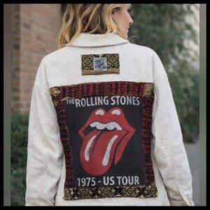Upcycled ROLLING STONES & Kantha corduroy Shacket, by Susie.
